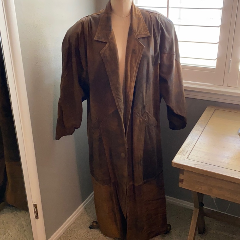 80’s long leather coat